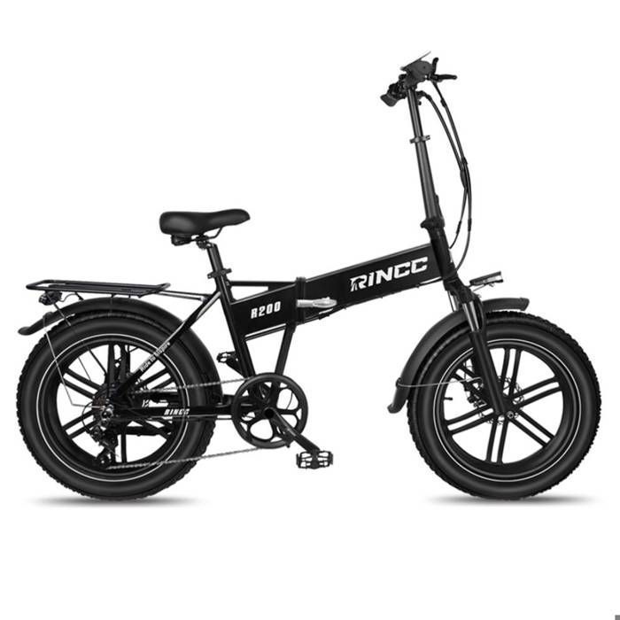 Vélo électrique Rincc R200 pour adulte Moteur 750W Batterie 48V 15Ah Autonomie 80-100 km (Mode Assist) Pneus 20″ × 4 0 Noir