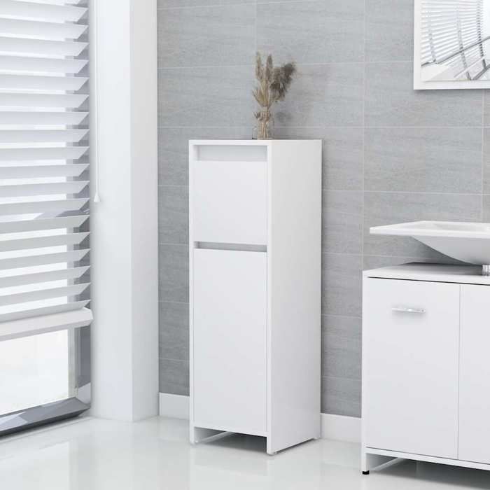 Blanc Armoire de salle de bain SARAZYJ ARMOIRE WC MODERNE Blanc 30x30x95 cm Bois dingénierie E2231