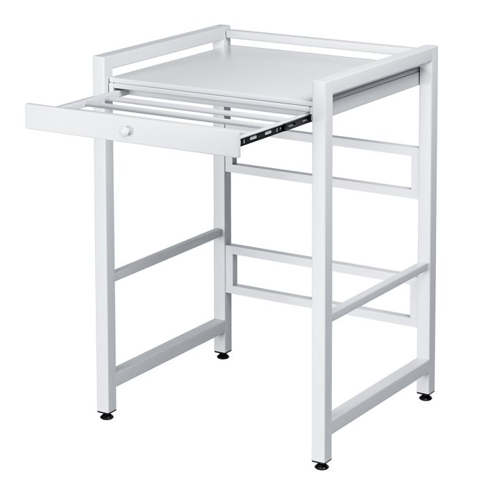 Meuble Étagère Salle de Bain - CREMLANK - Système de suspension coulissant - 63x73x105cm - BLANC - Acier au carbone
