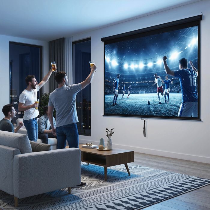 Écran de Projection 120 4:3 HD 4K Boîtier en Métal Écran Hauteur Réglable Manuellement 244x183cm Noir