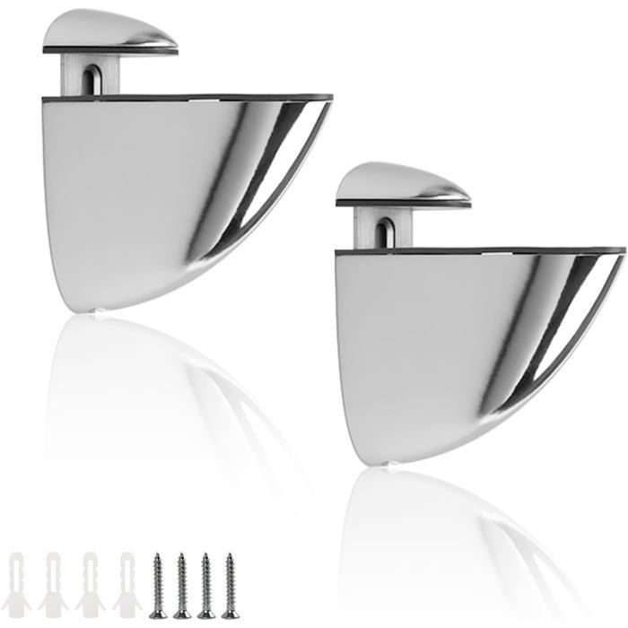 2 Pinces en Verre à Fixation Murale Réglables Avec 4 Vis Verre de 2-33 mm Dépaisseur Pour étagères et Coins de Chaise