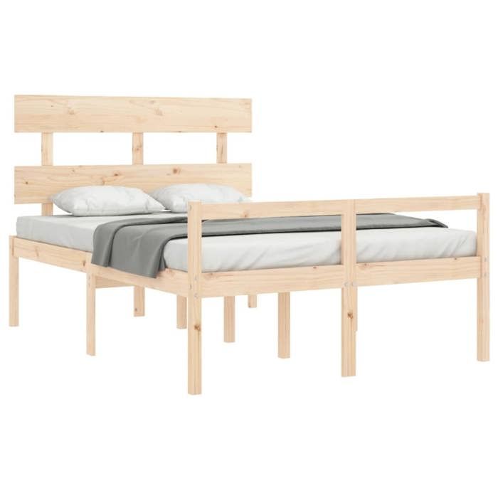 Lit 120x190 cm Lit simple VIDAXL Lit pour personne âgée et tête de lit petit double bois massif L8424