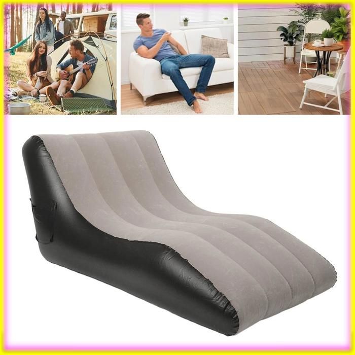 keenso chaise gonflable floquée Canapé gonflable en PVC floqué chaise gonflable pour salons Camping voyages meuble sofa Brun