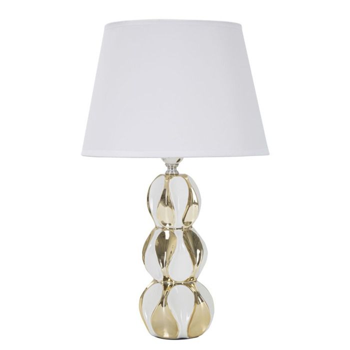 Lampe de table Glam Balls en céramique blanche et or avec base sphérique - Réf. VK8681847482574