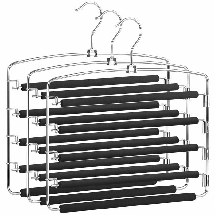 Cintre pour Pantalons Lot de 3 Cintres Métalliques à Multiples ux Gain de Place Stable avec Barres Antidérapantes CINTRE