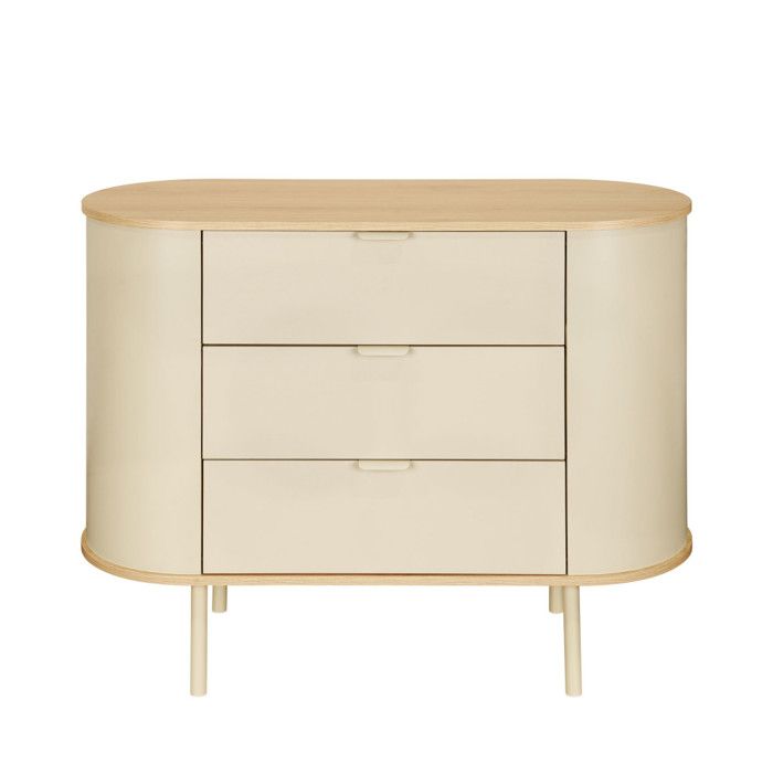 Will - Commode 3 tiroirs en bois et métal - Beige