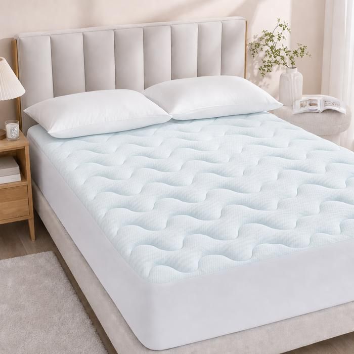 Surmatelas Housse 140x190 Mémoire de Forme pour 2 Personnes Poche Extra-Profonde jusquà 30 cm Contre les Maux de Dos