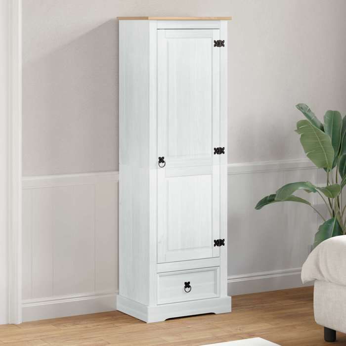 Blanc Armoires avec tiroir Blanc 55x38x170 cm Pin massif - Meuble Rangement LV32527