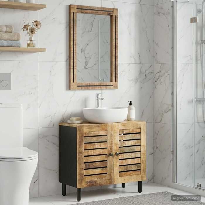 Marron - Ensembles de meuble - Ensemble de Meubles de Salle de Bain 2 pc Naturel 8198 Marron - Ensembles de meuble - Ensemble de Meubles de Salle de Bain 2 pc Naturel 8198