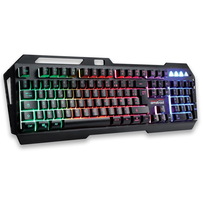 Clavier Pro Gamer Amstrad AMS KEY007 USB Rétro-éclairage RVB 19 touches anti ghosting 12 raccourcis multimédia. AZERTY