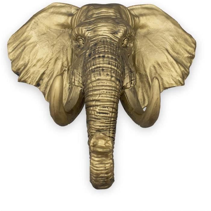 Crochet mural décoratif éléphant doré