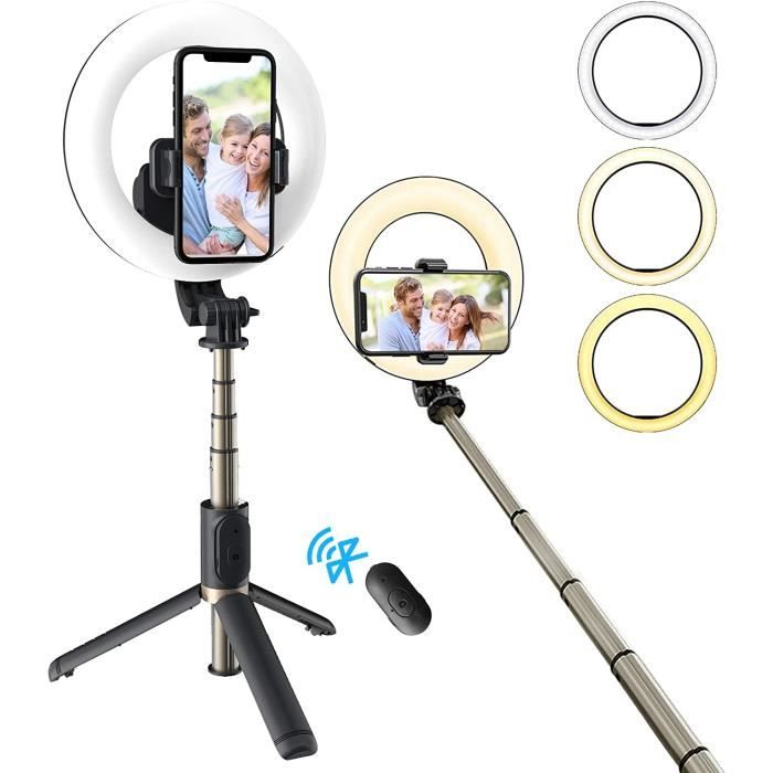 Selfie Lumière avec 3 Modes Déclairage et 10 Niveaux de Luminosité pour Les Vidéos Youtube et la Photographie Anneau de Lumière LED 6 avec Trépied pour la Diffusion en Direct et Le Maquillage 