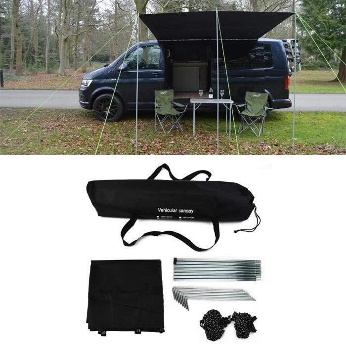 Auvent Latéral Voiture Portable DAZZLEEX - Tente Toit Camping Imperméable Gris