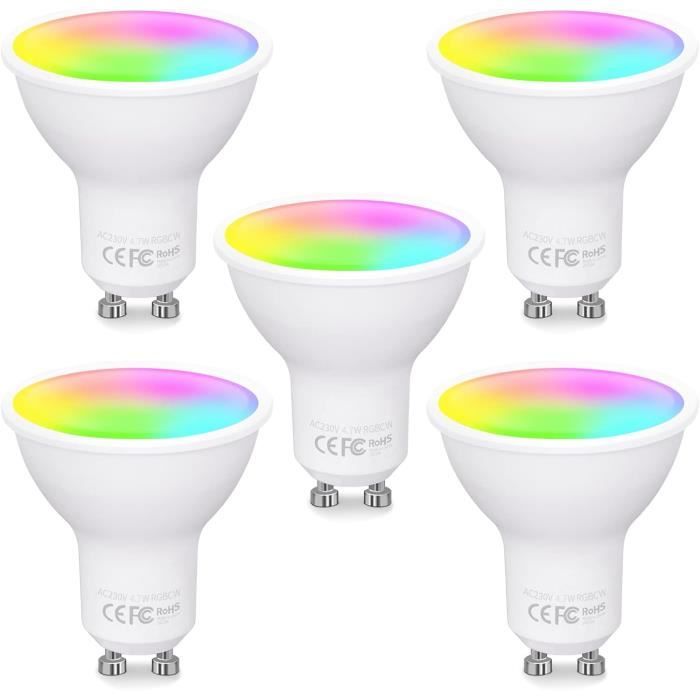 Lepro Ampoule Connectee GU10, Lumiere Blanche 2700K - 6500K Dimmable, Ampoule Intelligente WiFi Fonctionne Avec Alexa Google Home, Controle Vocal, Acces A Distance, 4,5W(= 50W Ampoule Halogene