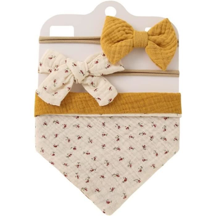 Bavoirs Bandana Bébé - Lot De 4 - 100% Coton - Motifs Animaux - Fermeture Snap Nickel-free