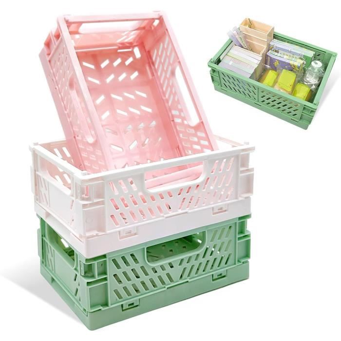 3 Caisses Pliantes Ideen Mit Herz - 30x20x12 Cm, Bleu Pigeon, Empilables