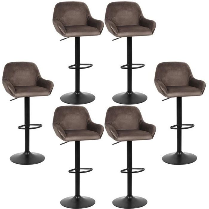 Lot de 6 Tabouret de Bar réglable en Hauteur Fauteuil de Bar Fait de Braga tissu et Acier chromé