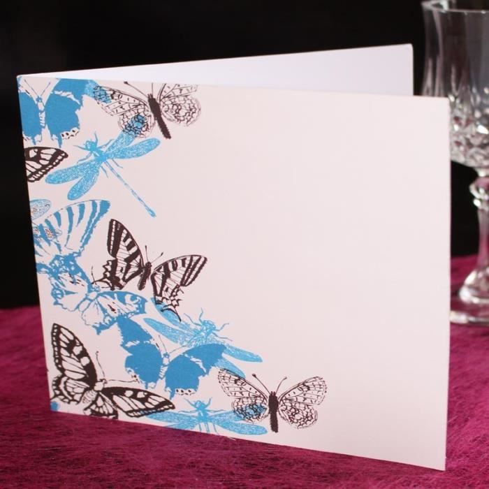 10 Pcs Carte Carte Menu Invitation 13 5cm X 13 5cm Blanche Impression Papillons Libellules Mariage Fetes Bapteme Anniversaire Cdiscount Beaux Arts Et Loisirs Creatifs