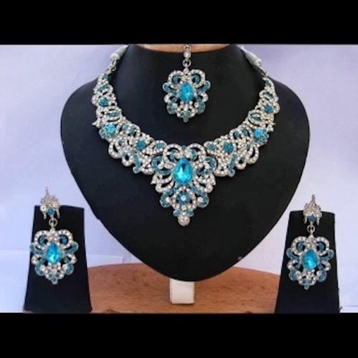 Collier Bleu Turquoise/Ivoire/Blanc robe mariée mariage