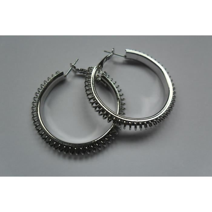 Boucles D'oreilles Créoles En Argent – Diamètre 4 Cm, Neuves Avec étiquettes