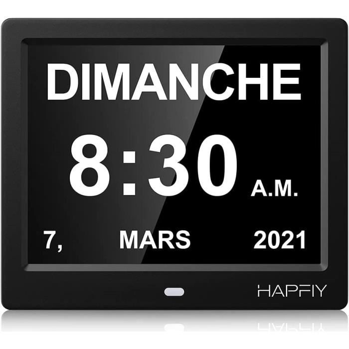 8218 Horloge numérique électronique à température LCD murale magnétique  mince et légère (noir)