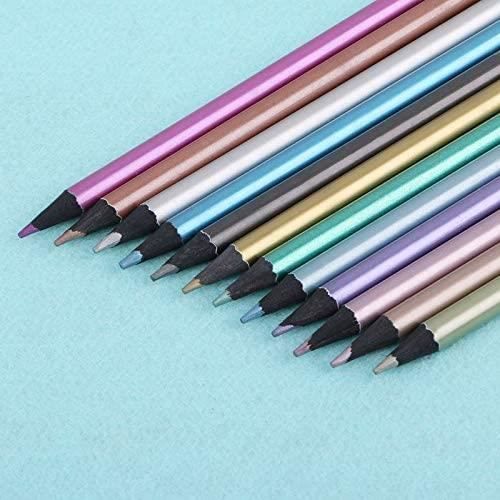 Crayons de Couleurs 12pcs Crayons De Dessin Colorés Non Toxiques Métalliques 12 Crayon De