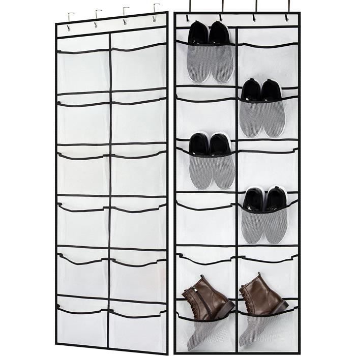 Lot De 2 Organisateurs De Placard Suspendus - 12 Poches Chacun - Dimensions 25x22x5.5 Cm - Pliable - Pour Vêtements, Accessoires - 7