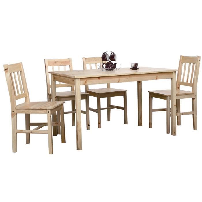 Ensemble de table à manger original 115 cm avec ses 4 chaises en pin