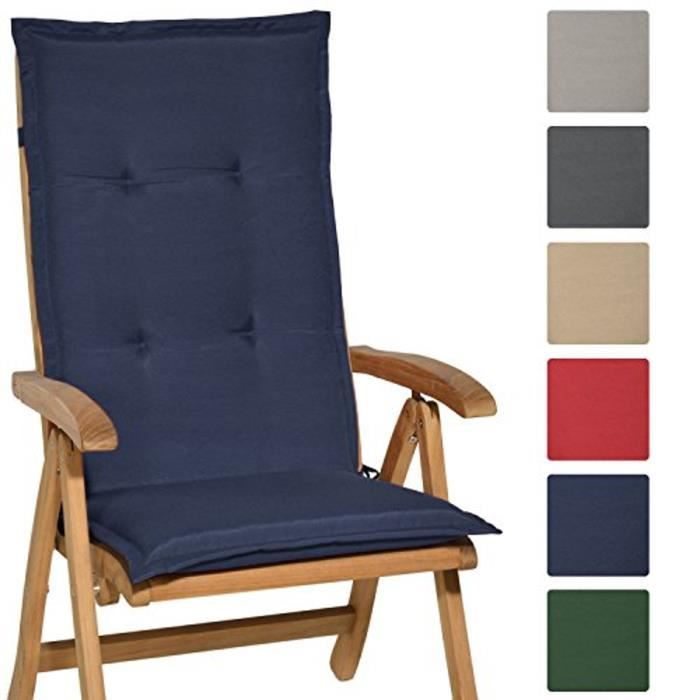 Beautissu Coussin dossier haut Loft HL 120x50x6cm Bleu foncé - Coussin chaise dossier haut - Coussin exterieur jardin