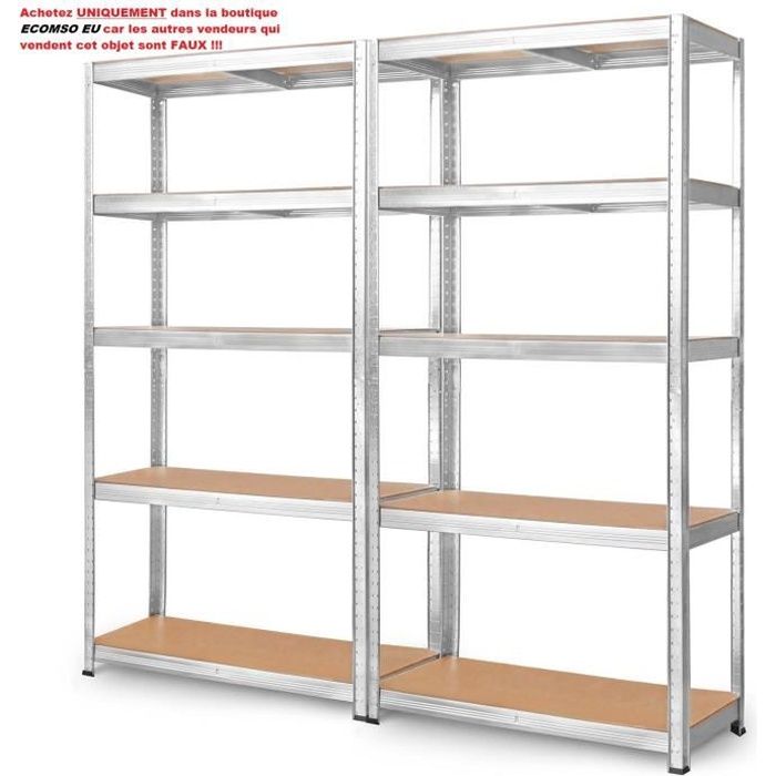 lot de 2 etagere charge lourde 1750 kg total clipsable modulable meuble de rangement metallique etabli d atelier garage 5 tablettes cdiscount bricolage