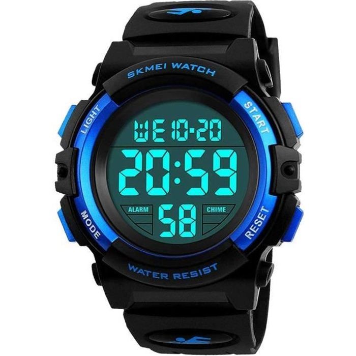 Bracelets de Montres Bleu, LED Montre Enfant Garcon, 12/24H avec Réveil Montres  Sport Bleu, - Achat/vente montre Mixte Enfant Bleu Simili - Cdiscount