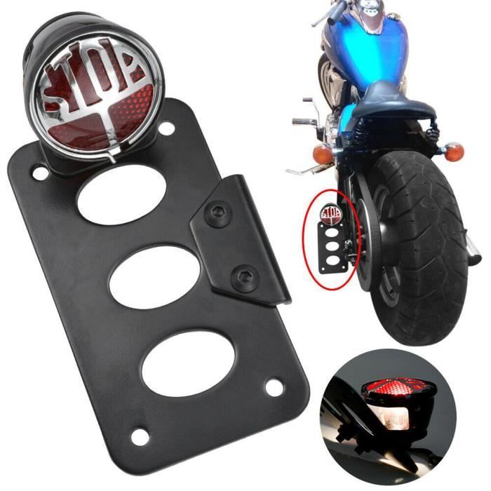 G/én/érique Support de Plaque dimmatriculation lat/érale pour Moto Harley Chopper