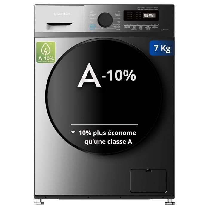 Lave-linge frontal GEDTECH GLL71200BL - 7 Kg - 1200 tr/mn - 16 programmes - Eco - Intensif -  Rapide – Très Faible conso - Gedtech