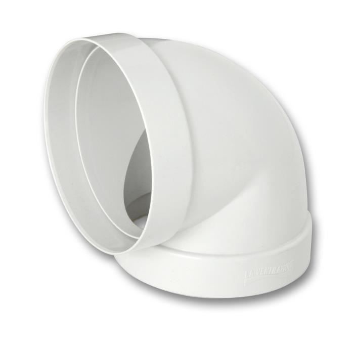Ventilateur Courbe 90° Circulaire d/100 en PVC - Blanc