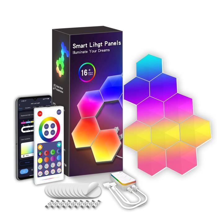 Panneau LED Mural - Lampe Intelligente - Hexagonale - Télécommande - RGB - 10W
