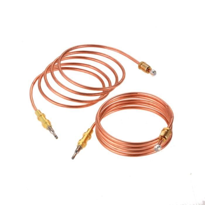 Kit Thermocouple Universel Pour Gaz - Longueur 900 Mm Avec 5 écrous Adaptateurs - Pour Cuisinière Gaz, Chauffage, Cheminée - Sécurité Coupure Gaz - 8