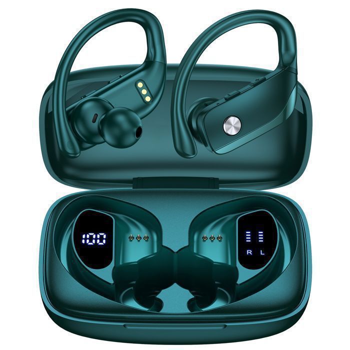 VEATOOL Écouteur Sportif Bluetooth sans Fil Étanche IPX7 Autonomie 48h Son Stéréo Micro Intégré Vert