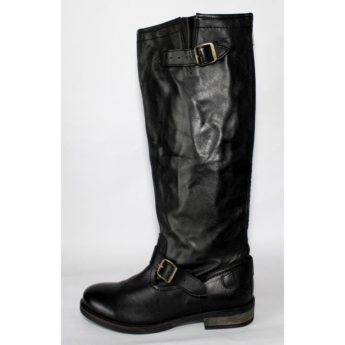 bottes femme style motard noir