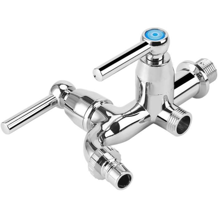 Robinet De Cuisine Double Trou En Laiton - Mélangeur Eau Chaude/froide, Entraxe 100mm, Finition Chromé, Neuf