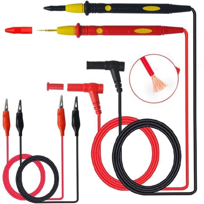 CWOQOCW Lot de 3 sondes de test magnétiques, tête magnétique pour multimètre, sonde de test pour pointes bananes de 4 mm, accessoires de multimètre