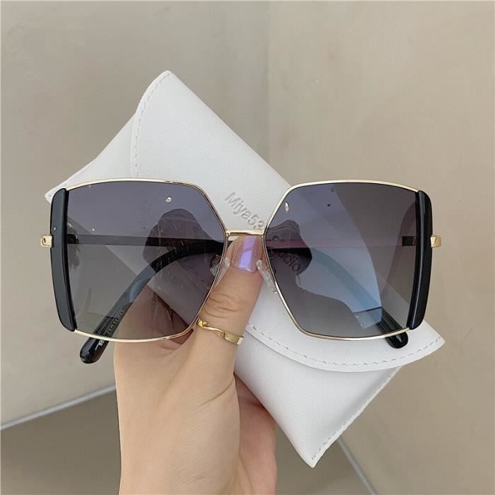 Lunettes De Soleil Surdimensionnées Carrées Polarisées – Femme, C01 Black, Neuves