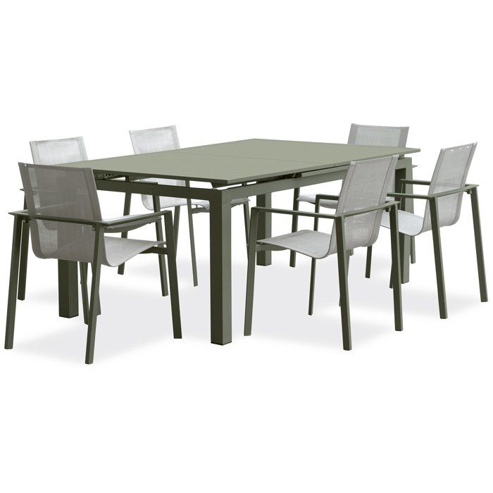 Lot composé dune table de jardin + 6 fauteuils - Kaki - Miami - Fauteuils empilables