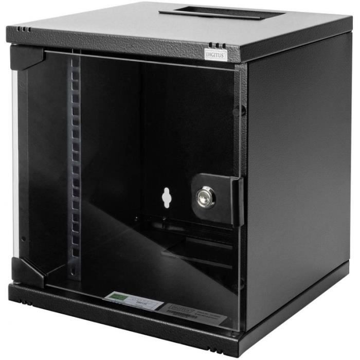 DIGITUS Network Cabinet 10-inch – 6U – Montage mural – HxLxP 330x312x300mm – Profondeur 250mm – Noir – DN-10-06U-B