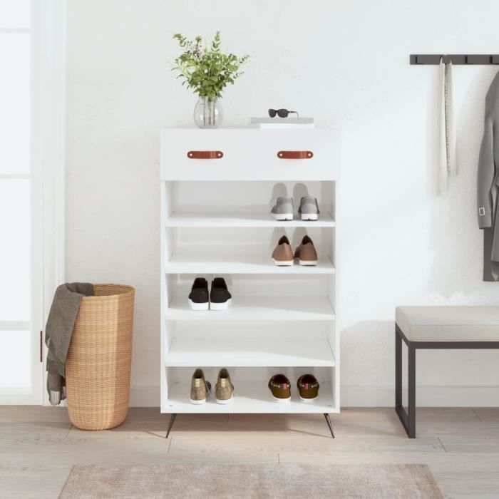 MEUBLE A CHAUSSURES Armoire à chaussure Blanc brillant 60x35x105 cm
