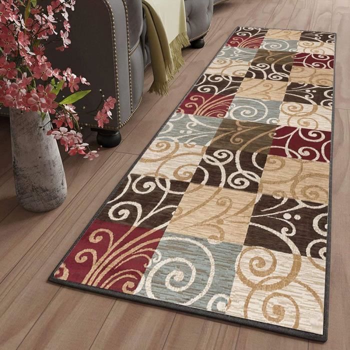 Tapis De Couloir Au Metre Moderne Lavable Antiderapant Long Motifs Géométriques Tapis De Passage