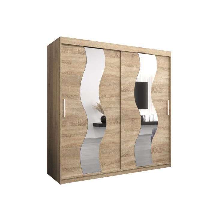 Armoire Avec Miroir Donatello 160 Cm - Portes Coulissantes, étagères, Penderie (couleur Chêne Artisanal)