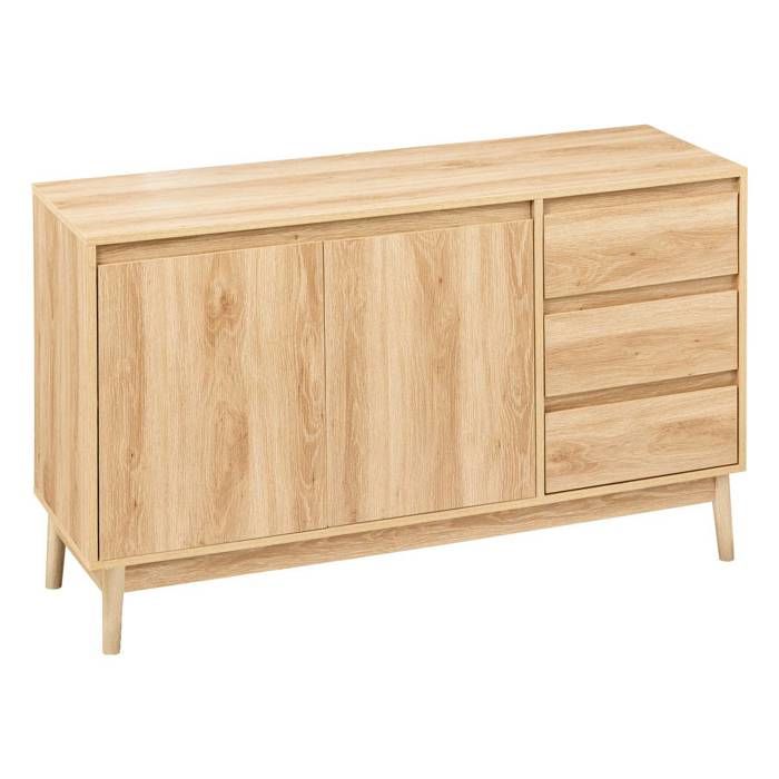 Buffet placard 3 tiroirs effet chêne naturel Abana - 5 five simply smart