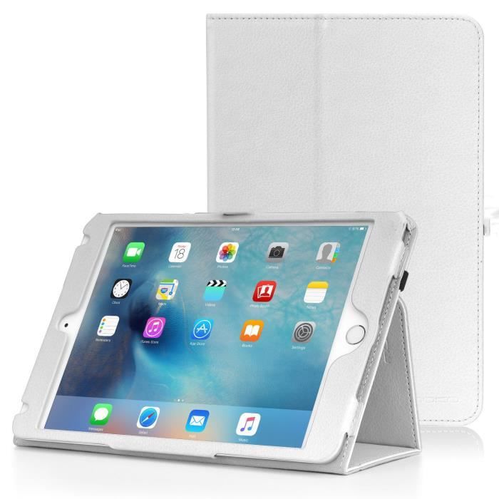 Etui Ipad Mini 2 Retina Support Housse Etui Cuir Coque Protection Pr Apple Ipad Mini 1 2 3 Blanc Cdiscount Informatique