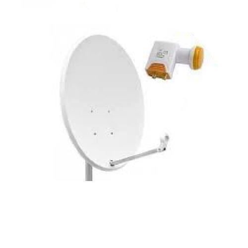 Parabole Satellite Acier 80 Cm - Blanche, Galvanisée - Avec Support LNB - Pour Fixation Sur Mât 30-60mm - Idéal Astra/Eutelsat - Reconditionnée