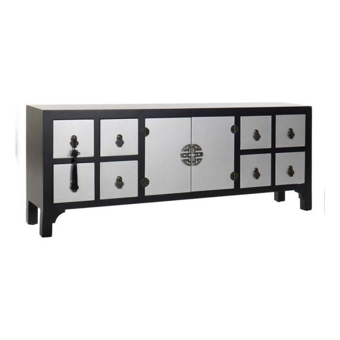 meuble tv avec tiroirs thyann home decor oriental bois mdf (130 x 24 x 51 cm)